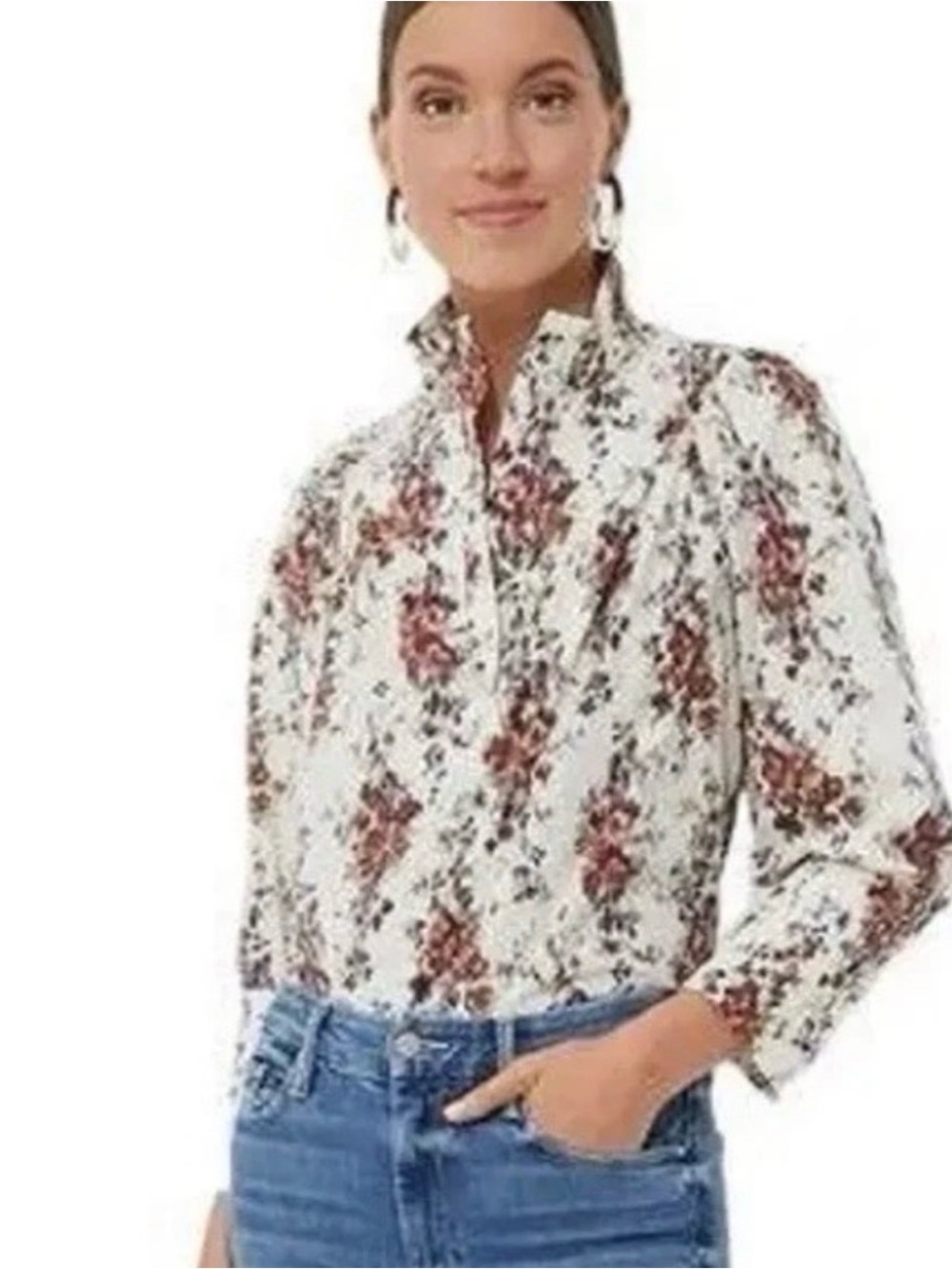 Tuckernuck Floral Corrigan Blouse XS Cotton Top